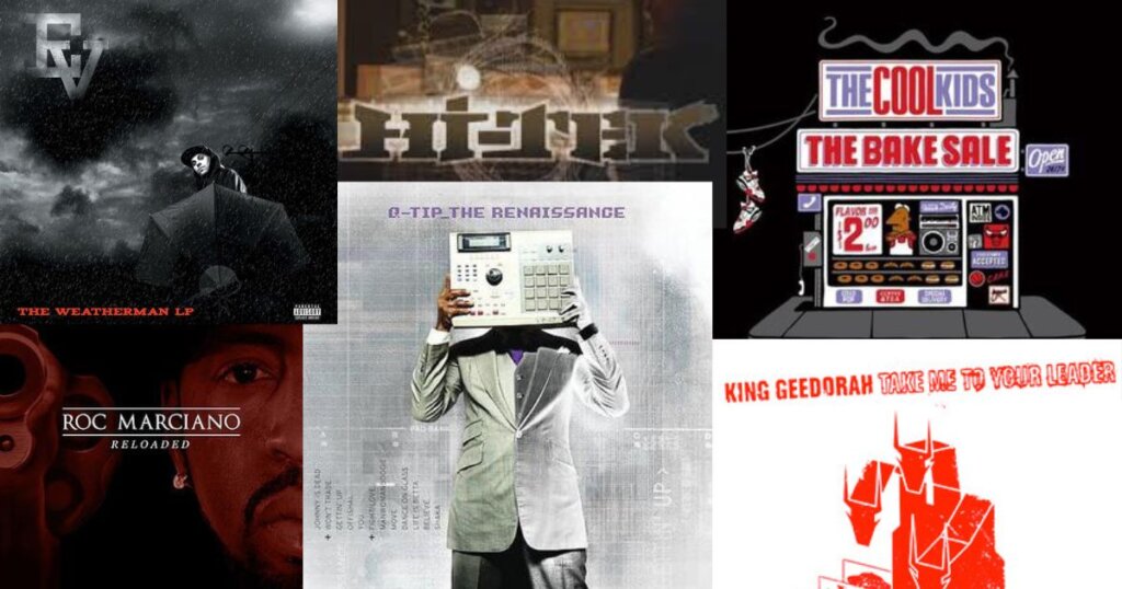 2000s rap albums classics cover collage King Geedorah Q-Tip Roc Marciano