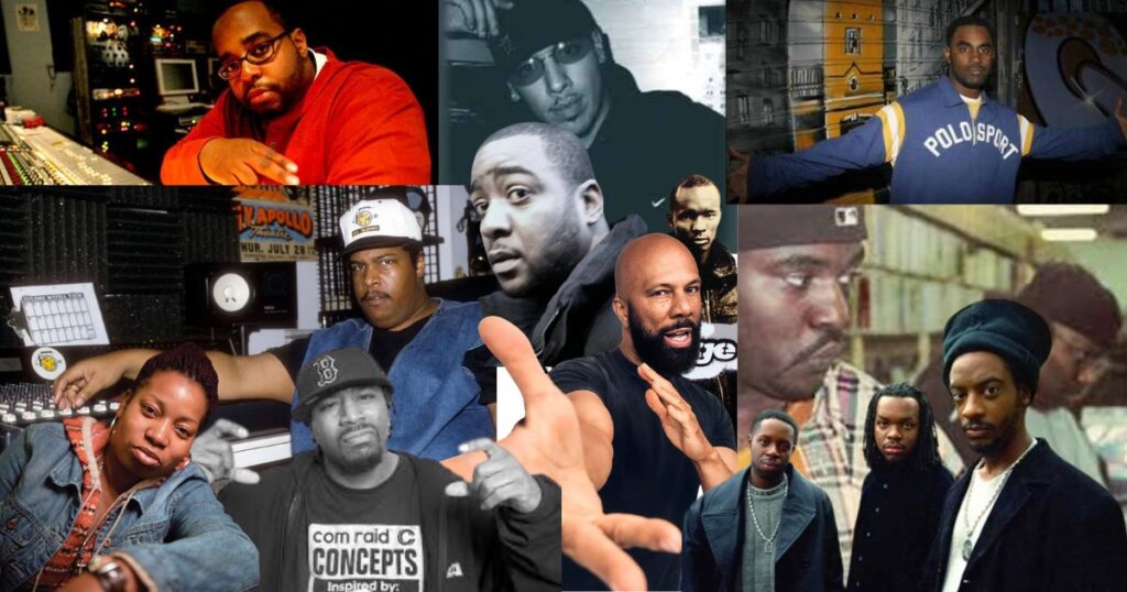 Groove Attack Records artists rooster, including Common, Mark The 45 King, Slum Village, Bahamadia, J-Live, Mike Zoot, El-Fudge, Lone Catalysys